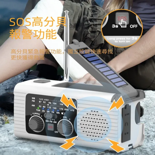 【Quality 聚家】收音機 太陽能收音機 應急收音 充電照明 防災收音機 手搖充電/長效續航/雙光源照明