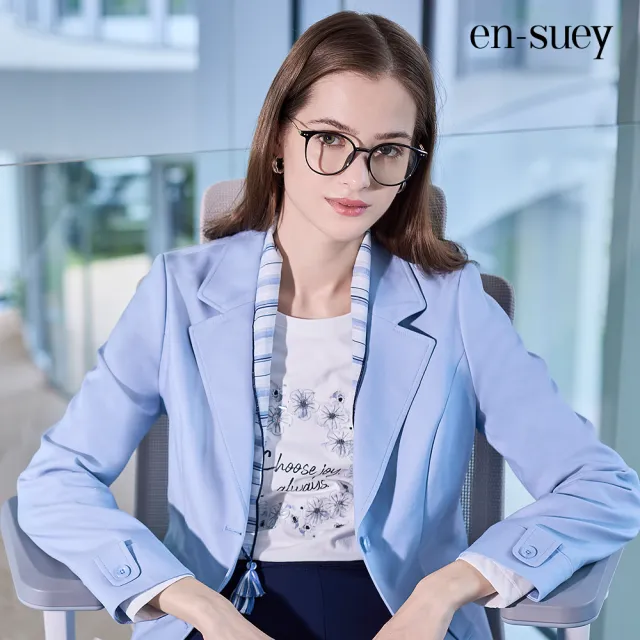 【en-suey 銀穗】EU下襬交叉印花T恤上衣-女