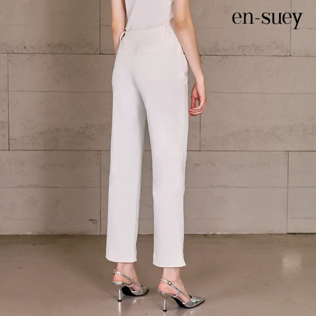 【en-suey 銀穗】EU都會感簡約彈性直管長褲-女