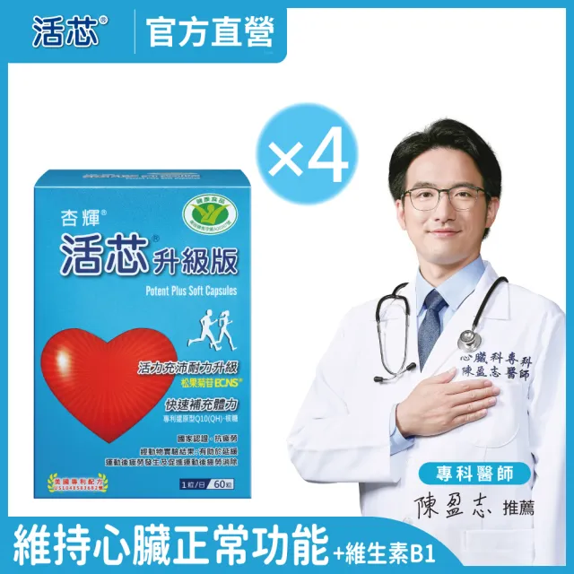 【SINPHAR 杏輝】活芯升級版軟膠囊 國家健康食品4入(共240粒-Q10 專利成分ECNS 抗疲勞 銀髮保健 中秋禮盒)