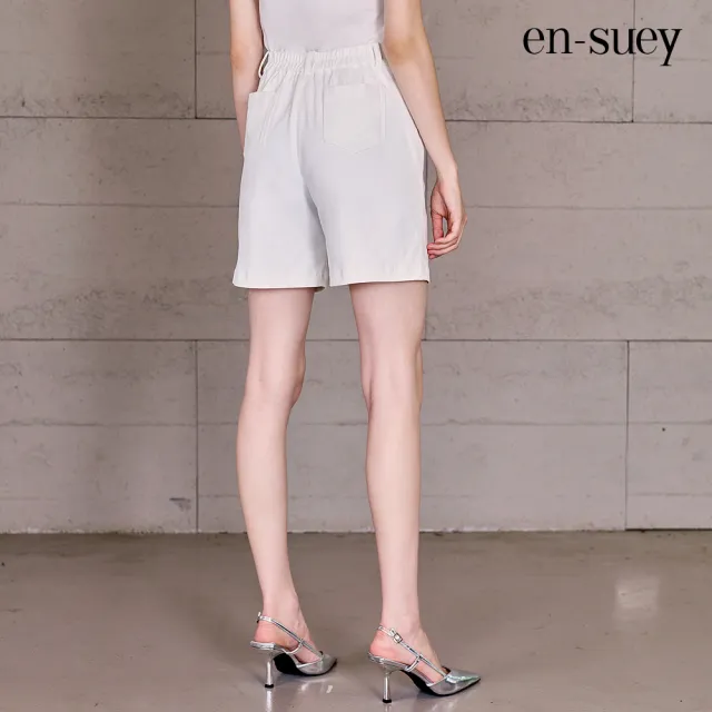 【en-suey 銀穗】EU都會感剪接變化直管短褲-女