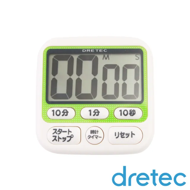 【DRETEC】大字幕6_日本音調時鐘電子學習計時器-綠色-99分50秒-日文按鍵(T-140GN)