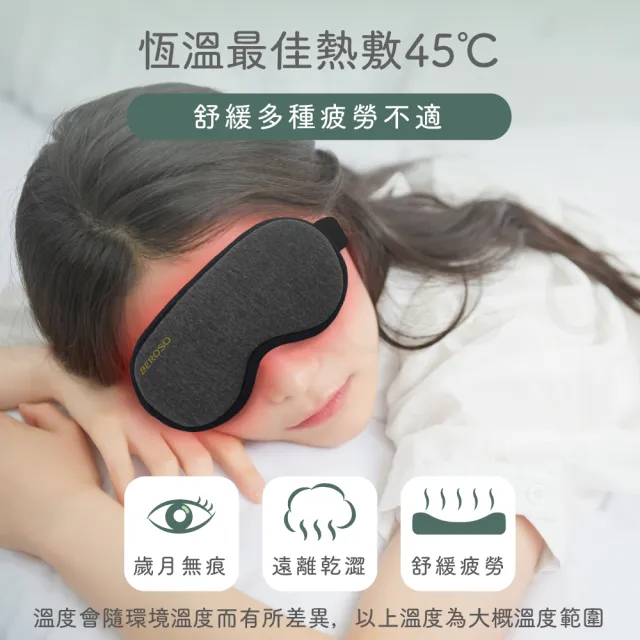 【Beroso 倍麗森】恆溫式立體熱敷眼罩(開學必備 蒸氣眼罩 遮光眼罩 睡眠眼罩 教師節 禮物 99購物節)
