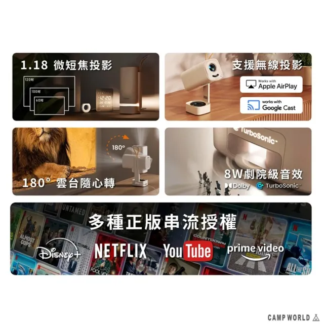 【YABER】T1 PRO 小影霸 黑色 4k投影機 小型投影機 房間投影機 投影 投影機 戶外露營 逐露天下