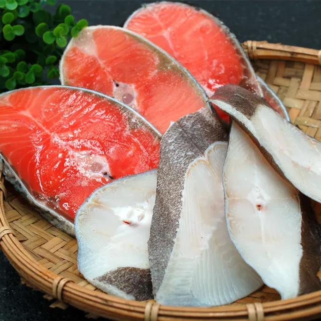 【優鮮配】鮭魚20片+大比目魚20片雙拼｜共40片 /75-85g/片 /無肚洞+薄冰鎖鮮/囤貨量販組