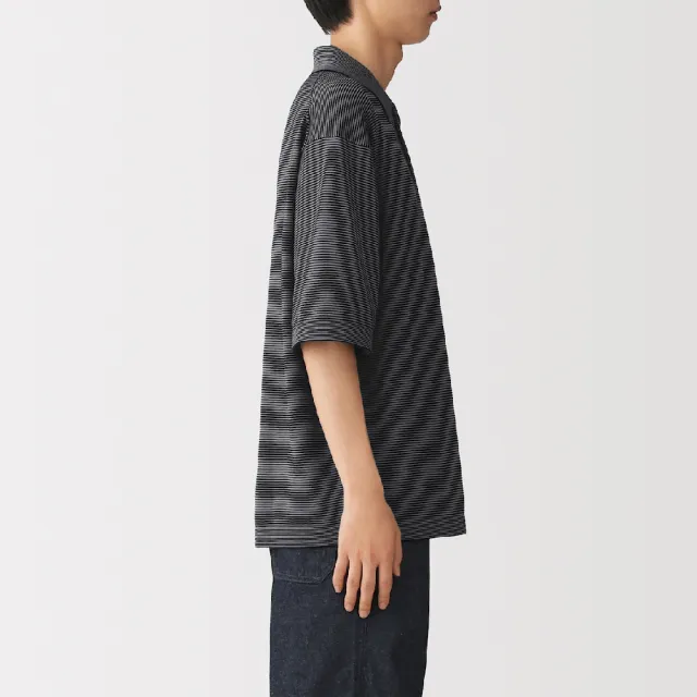 【MUJI 無印良品】男速乾可水洗針織短袖POLO衫(灰白橫紋/煙燻藍橫紋/深棕橫紋)