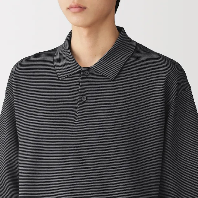 【MUJI 無印良品】男速乾可水洗針織短袖POLO衫(灰白橫紋/煙燻藍橫紋/深棕橫紋)