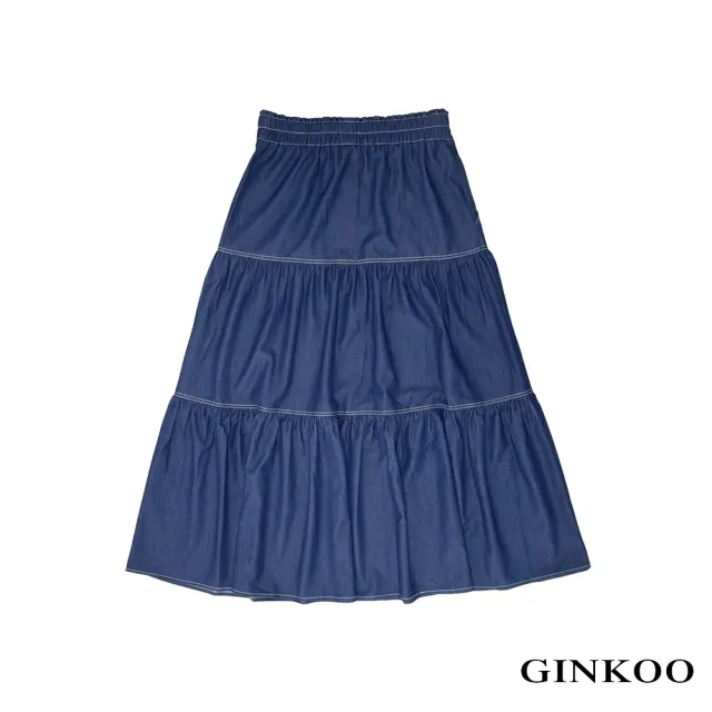 【GINKOO 俊克】天絲棉牛仔蛋糕裙