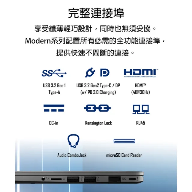 筆電包/滑鼠★【MSI 微星】13吋Core 7-150U輕薄效能筆電(Modern 13/8G/512G SSD/W11/F1MG-087TW)