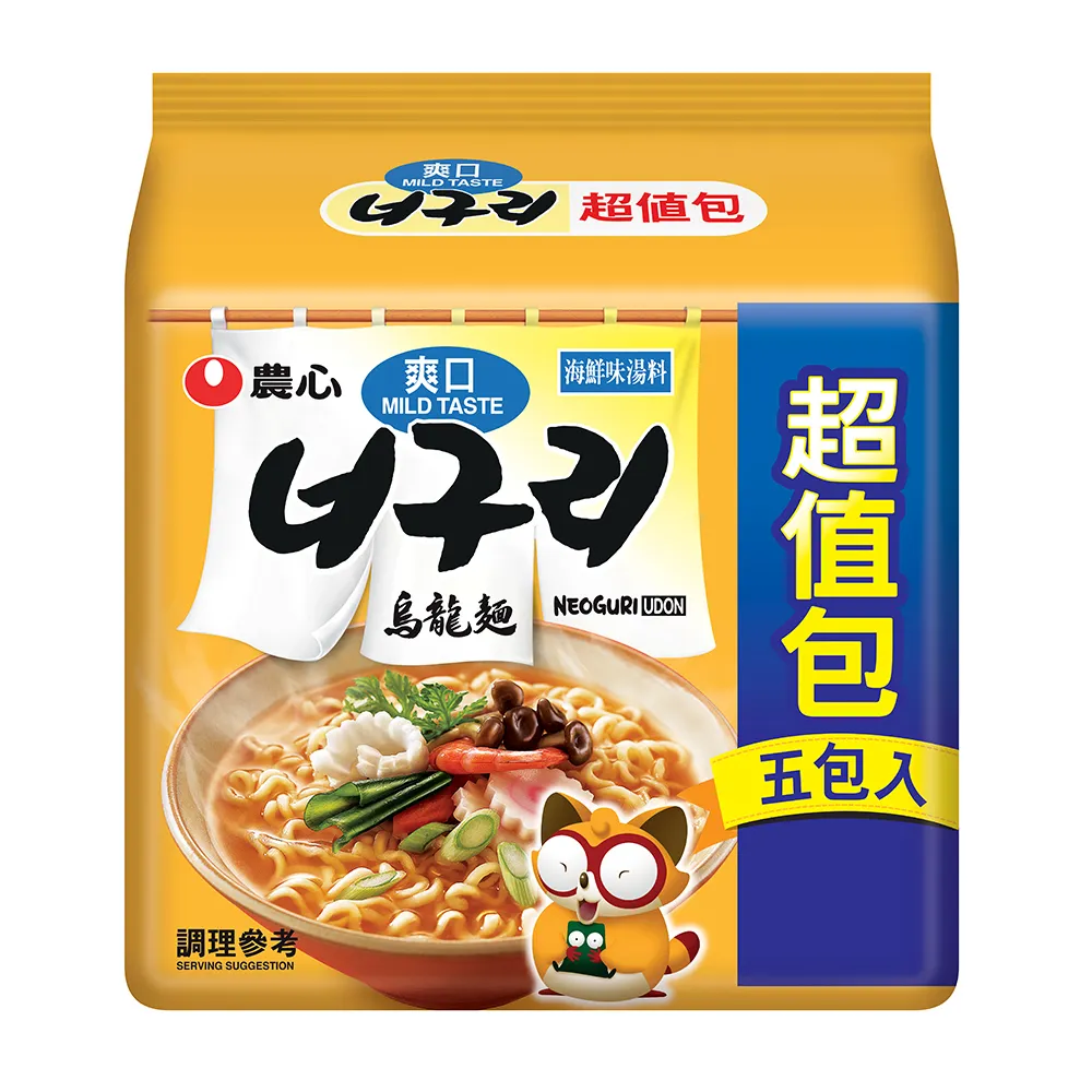 【NONG SHIM 農心】農心 爽口海鮮烏龍麵超值包5入(600g)