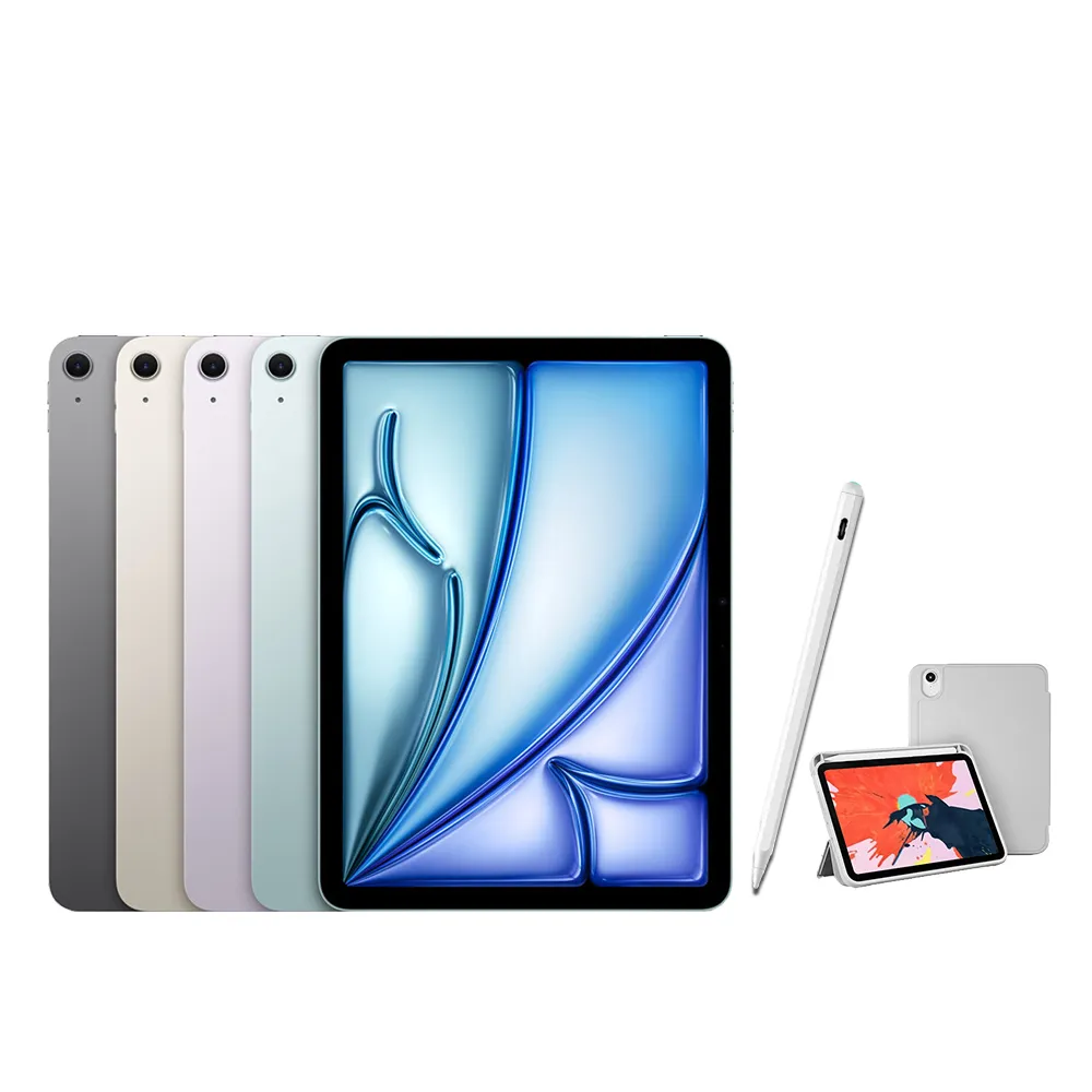 【Apple】2026 iPad Air M4晶片/13吋/WiFi/128G 平板電腦(A04 Plus觸控筆+三折筆槽殼+鋼化保貼組)