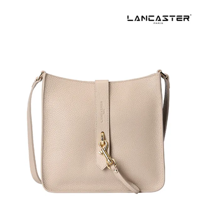 法國製LANCASTER粒面牛皮鉤扣斜背包