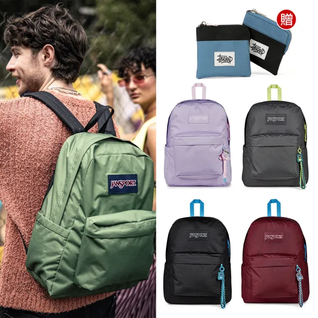 【JANSPORT】買一送一。送零錢包 SUPERBREAK PLUS CHARMED 校園系列後背包(多色任選)