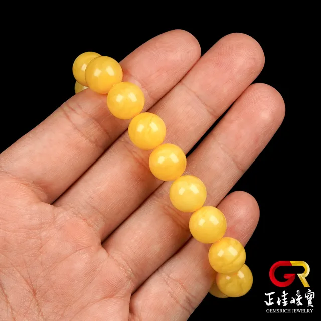 【正佳珠寶】蜜蠟琥珀 頂級滿蜜微妖花 10.8-11.3mm 微妖花蜜蠟手珠｜日本彈力繩
