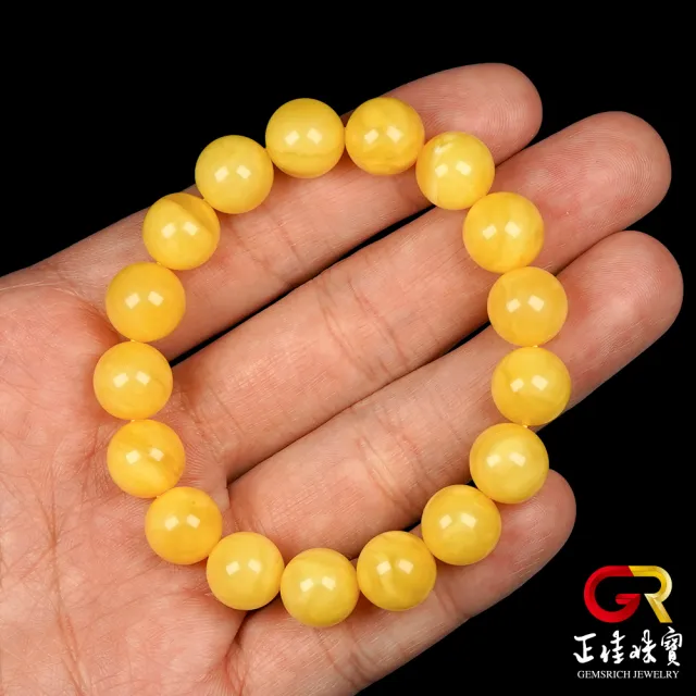 【正佳珠寶】蜜蠟琥珀 頂級滿蜜微妖花 10.8-11.3mm 微妖花蜜蠟手珠｜日本彈力繩