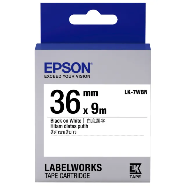 【EPSON】官方直營 標籤帶 白底黑字/36mm(LK-7WBN)