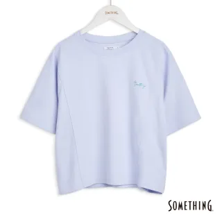 【SOMETHING】女裝 慵懶的貓短袖T恤(淺紫色)