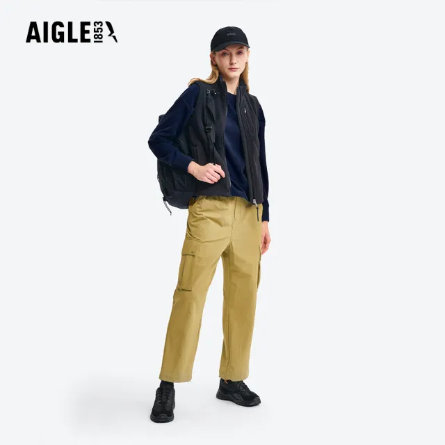 【AIGLE】女 防潑彈性長褲｜AG-5A266A151 黃褐 ( 女 長褲 防水褲 防潑水 彈性褲)