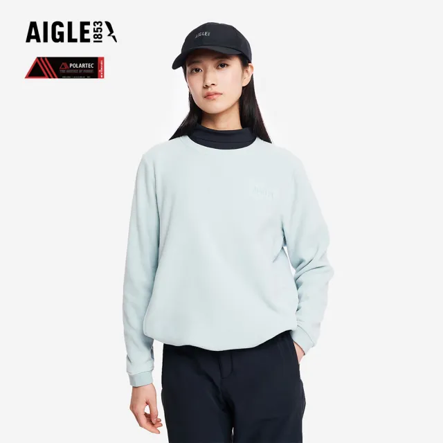 【AIGLE】女 POLARTEC 刷毛保暖T恤｜AG-5A242A236 冰河藍 (女長袖上衣 女T恤 POLARTEC 保暖上衣 刷毛衣)