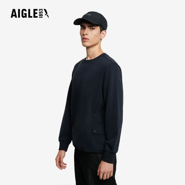 【AIGLE】男 休閒長袖T恤｜AG-5A137A100 黑色 (男裝 長袖 長袖上衣 長袖T恤)