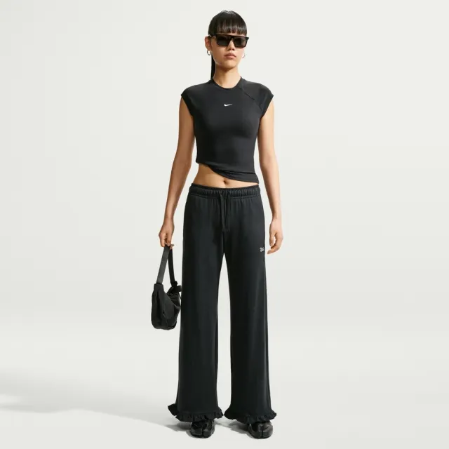 【NIKE 耐吉】長褲 女 AS W NSW MR PANT WIDE 運動 休閒 黑色 (IW1386010)