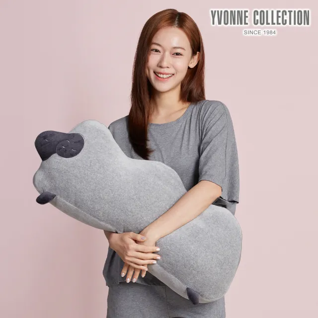 【YVONNE 以旺傢飾】黑鼻羊山形抱枕-迷霧灰