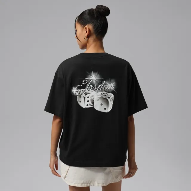 【NIKE 耐吉】短袖上衣 女 AS W J BRK SS GF GFX TEE DICE 喬丹 運動 休閒 黑色 (IM7351010)