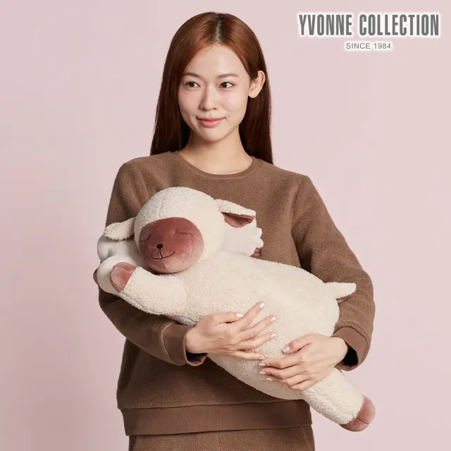 【YVONNE 以旺傢飾】黑鼻羊趴姿抱枕-羊絨白