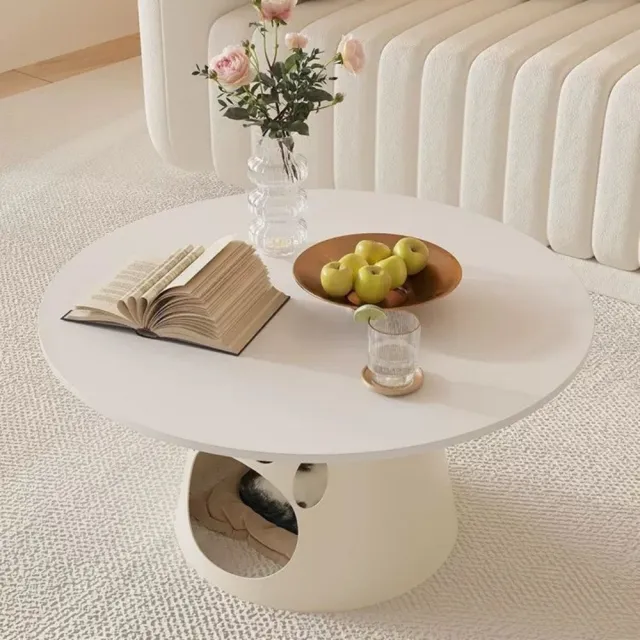 【匠俱】可愛貓爪造型寵物洞茶幾/貓窩邊幾(直徑70cm/加厚碳素鋼底/收納茶幾/客廳桌)