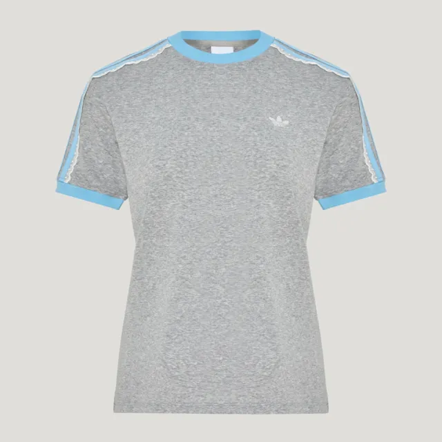 【adidas 愛迪達】短袖上衣 女 三葉草 亞規 CALI TEE W 灰藍 LF2333