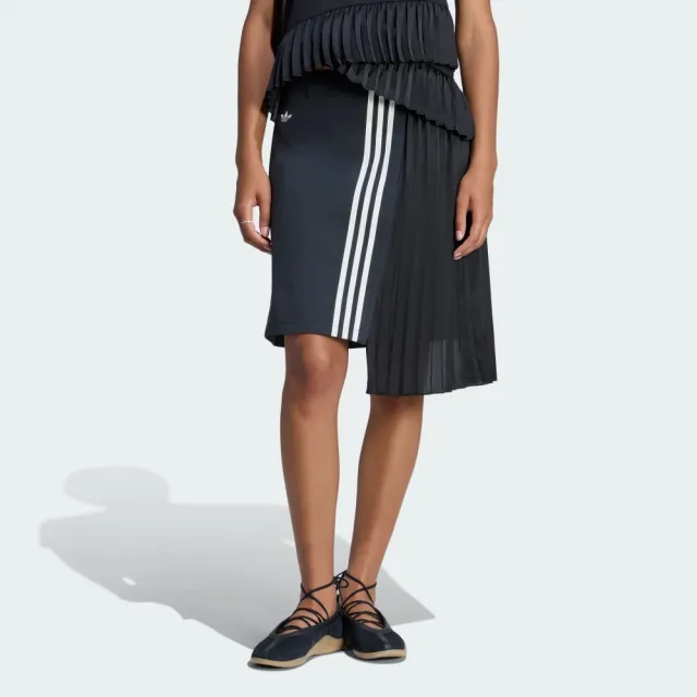 【adidas 愛迪達】短裙 女 運動裙 三葉草 亞規 PLEAT SKIRT 黑 LF2339