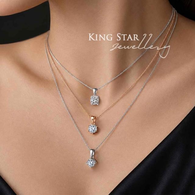 【King Star】七夕獻禮!! GIA 50分 D色 3EX 18K/鉑金台 天然鑽石項鍊 經典款(八心八箭 完美車工)