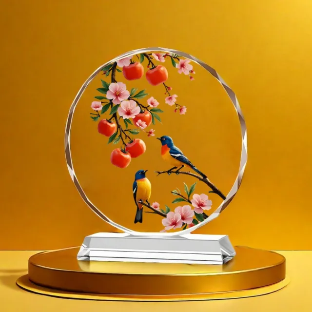 新中式高透水晶開運擺件27*25cm(大鵬展翅/鳳凰/龍鳳呈祥/附底座/玄關客廳辦公室擺飾/升遷入厝禮)