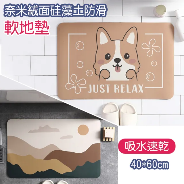 【嵐楓居家】奈米絨面軟式硅藻土吸水防滑地墊(踏墊/地墊/吸水防滑踏墊/浴室腳踏墊/廚房地墊)