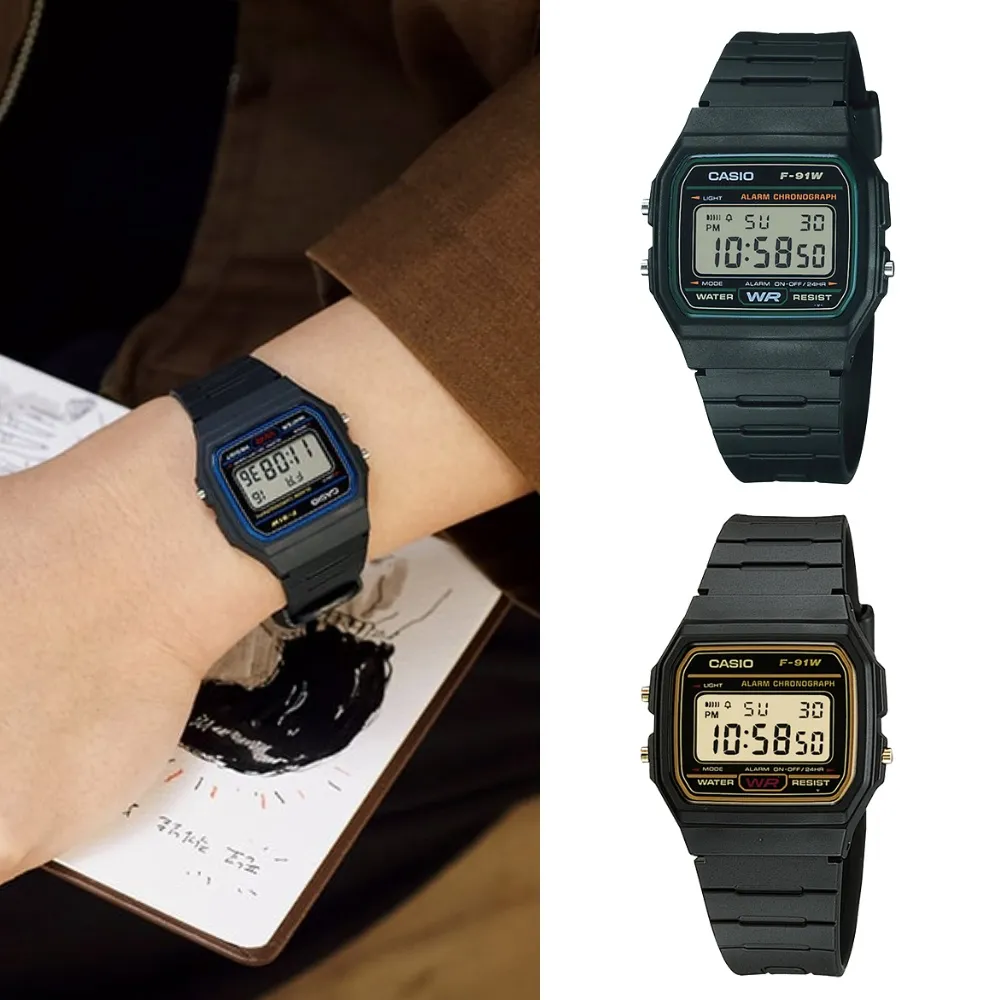 【CASIO 卡西歐】輕薄經典電子錶(F-91W)