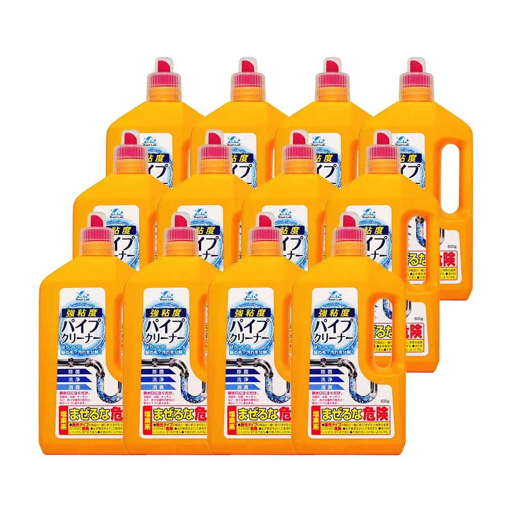 【台隆手創館】箱購 日本WashLab超黏著水管清潔劑800g*12入(水管疏通)