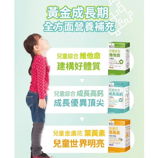 【台塑生醫醫之方】兒童綜合成長高鈣口嚼錠x3瓶(共180錠-李李仁代言-專利海藻鈣.專利益生菌.維生素D)