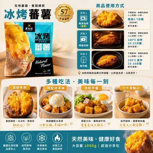 【瓜瓜園】冰烤蕃薯X2包(1kg/包 台農57號地瓜)