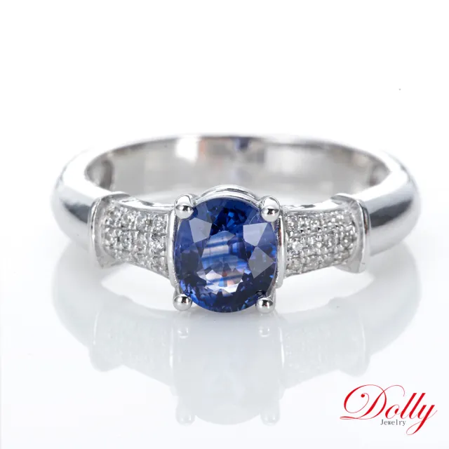 【DOLLY】買一送一 無燒 斯里蘭卡藍寶石1克拉鑽石戒指-006 高級訂製珠寶 浪漫質感 奢華送禮