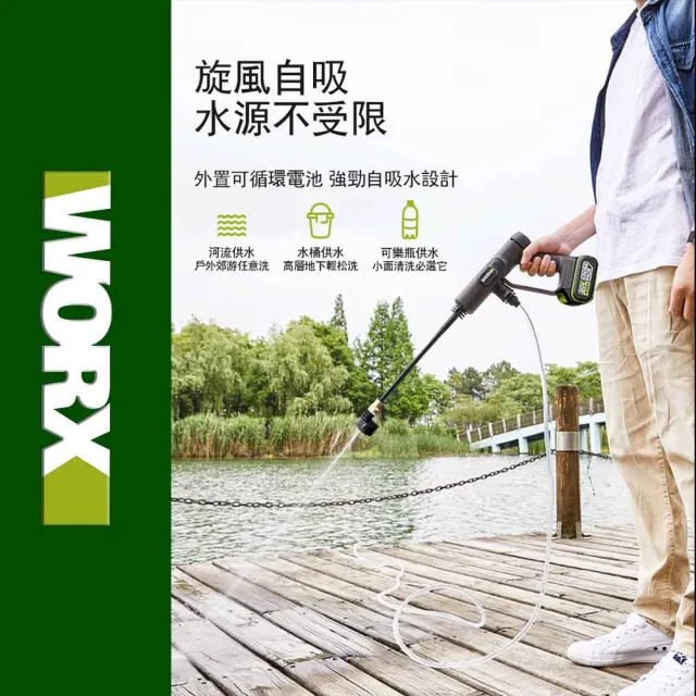 【WORX 威克士】20V 無線高壓清洗機 WU623.4(高壓清洗機 便攜式清潔機 鋰電高壓洗車機 無線高壓洗車機)
