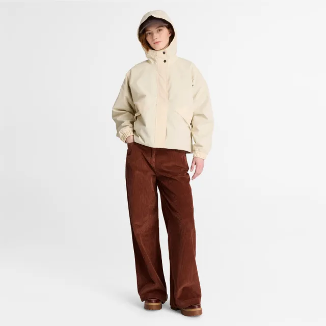 【Timberland】女款象牙色寬版防水外套(0YHCDEFL)
