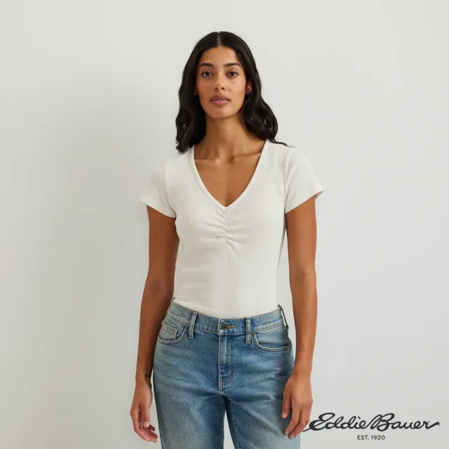 【Eddie Bauer】女性短袖棉質點花TEE 米色 21690115