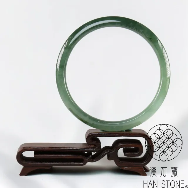 【漢石齋】天然翡翠A貨 手鐲玉鐲 冰糯種飄花(手圍18.3/ 版寬9.4mm)
