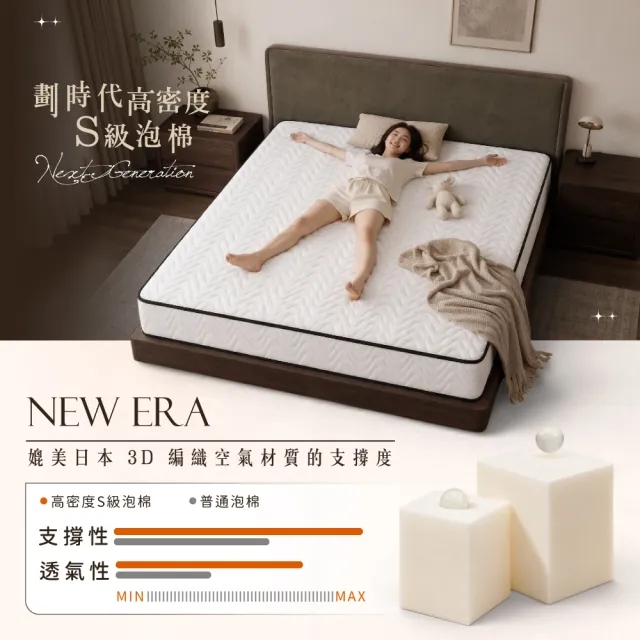 【IHouse】台灣製 雙人5尺 中鋼高壓縮獨立筒 親膚透氣床墊 (適中偏軟)