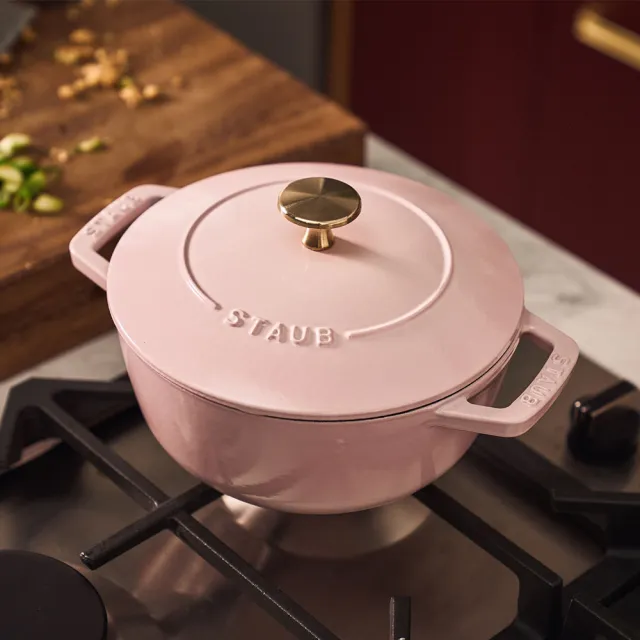 【STAUB】迴力釘點琺瑯鑄鐵鍋和食鍋18cm-檸檬黃/粉紅奶酪2色任選(德國雙人牌集團官方直營)