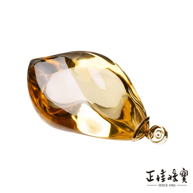 【正佳珠寶】黃水晶 蒐藏級玻璃體黃水晶 巧雕自然形 45.7g 黃水晶吊墜｜18K