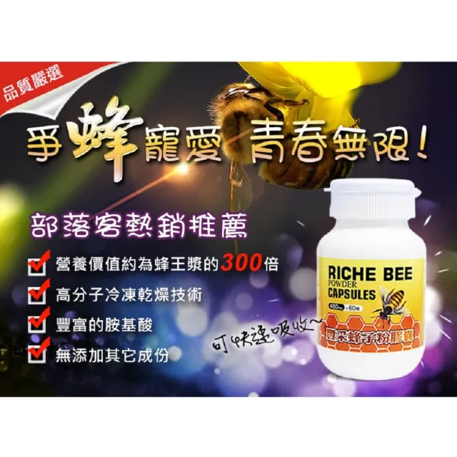 【草本之家】豐采蜂子粉膠囊3入組60粒/入(蜂蛹粉)