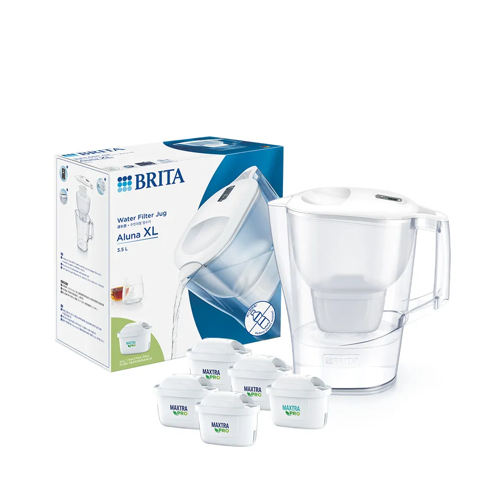 【BRITA】官方直營 愛奴娜Aluna XL濾水壺+4入去水垢濾芯(共1壺5芯)