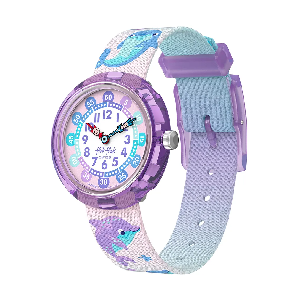 【Flik Flak】兒童手錶 HAPPY DOLPHINS 兒童禮物/安全防水/瑞士製造 FBNP255 (31.85mm)