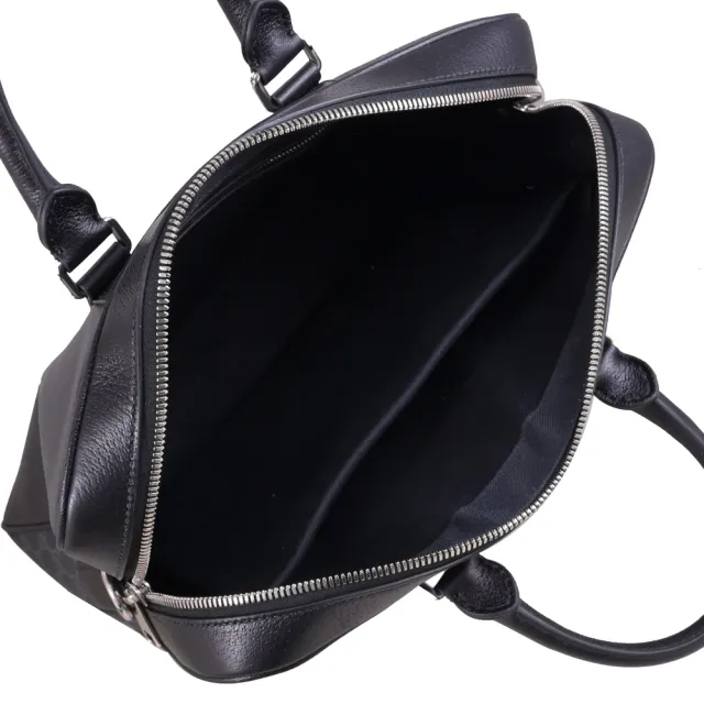 【GUCCI 古馳】GG Supreme 經典雙G印花拼接商務包公事包兩用包(黑)